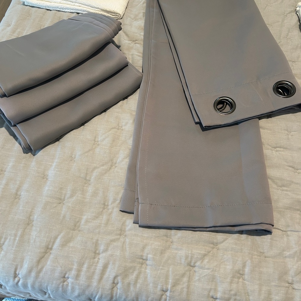 Gray Polyester Fabric Curtains 4 Panels. Like new!